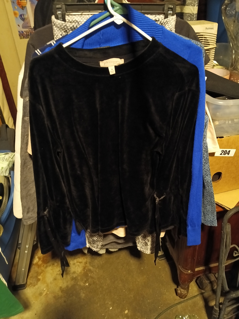 Philosophy Black Velvet Long-Sleeve Top